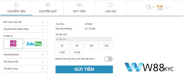 Cách chuyển tiền vào W88 qua ví điện tử không cần đến ngân hàng
