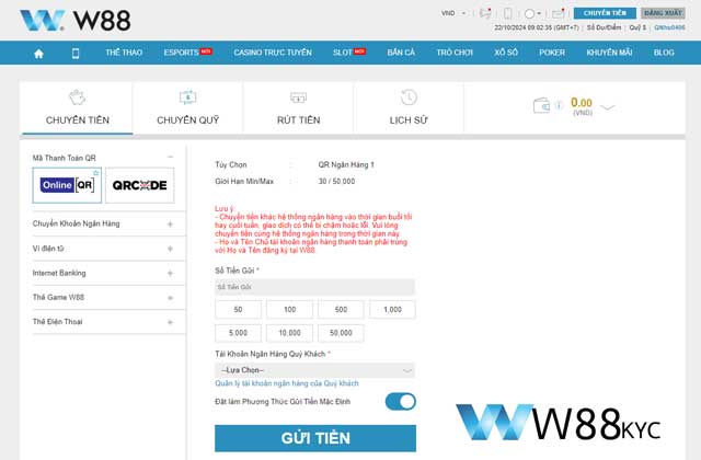 Cách nạp tiền W88 qua QR code trong 30 giây!