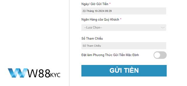 Thực hiện giao dịch nạp tiền W88 qua ngân hàng